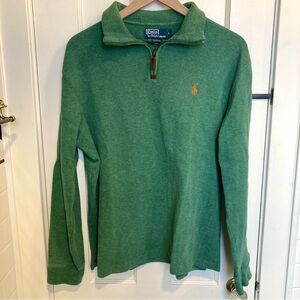 Polo Ralph Lauren Quarter Zip Pullover Sweatshirt Sweater Mens Large Green Y2K